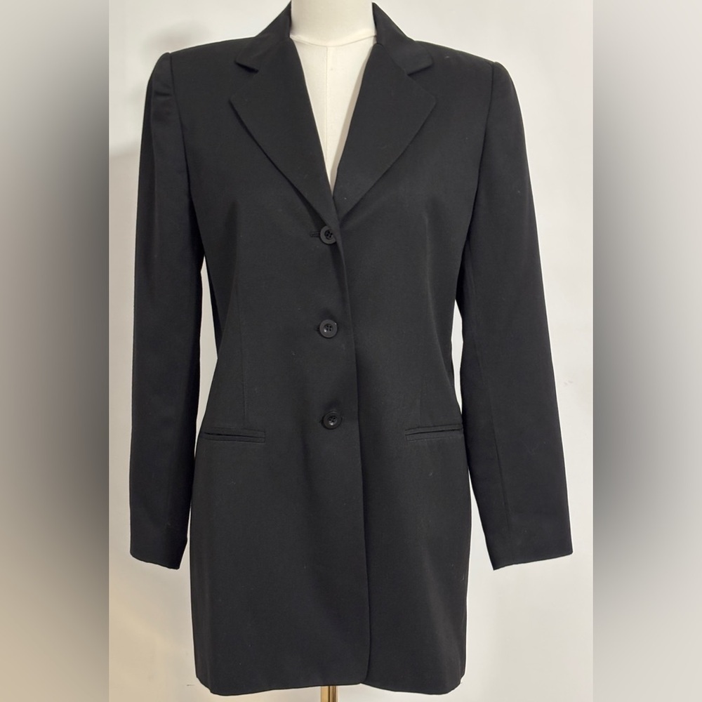 Black Blazer Size 10. Lined. Single Breasted. Adolfo Studio. SKU 23